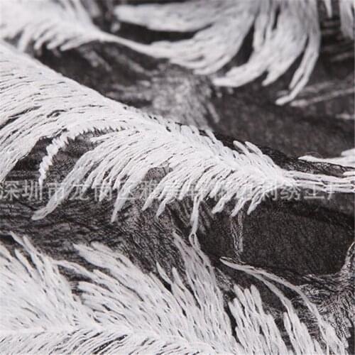 3YardsX 120cm Manufacturers recommended embroidery lace fabric feather flower multicolored milk silk lace fabric BJ0045