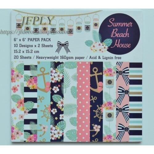 Summer Series Scrapbooking Paper Pack Craft Paper Art Card Card Making 6"x 6" 20 Sheets /pack