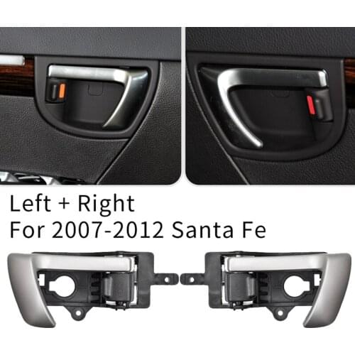 Left + Right Side Interior Inner Door Handle for 2007-2012 Hyundai Santa Fe W/ Black Knob 82610-2B010 82620-2B010