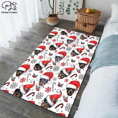 Rottweiler Merry Christmas Fashion Soft Flannel 3D Printed Rugs Mat Rugs Anti-slip Large Rug Carpet Home Decoration