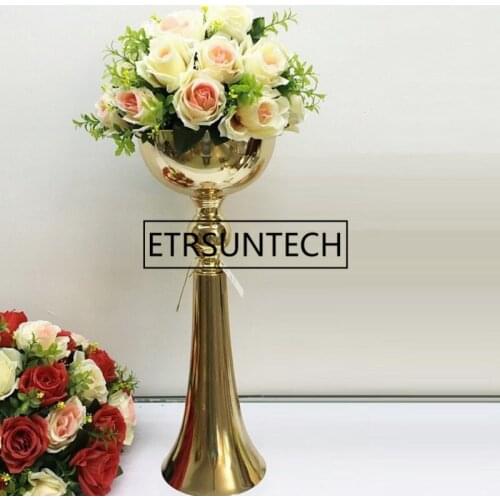 10 PCS/LOT Floor Vase 51cm/20" Wedding Table Centerpieces Event Metal Vases Road Lead Gold Party Flower Stand Home Decoration