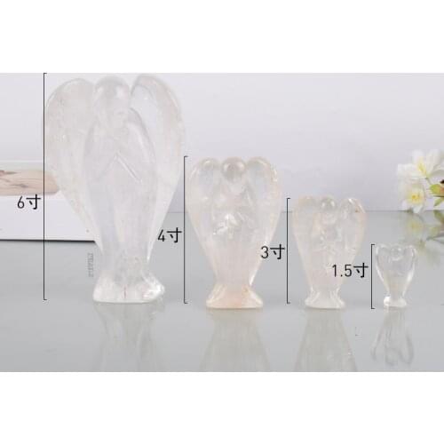Wholesale Big Angel Statue 6 Inch Handmade Carved Figurines Mini Craft Animal Natural Rock Quartz Home Decoration Accessories