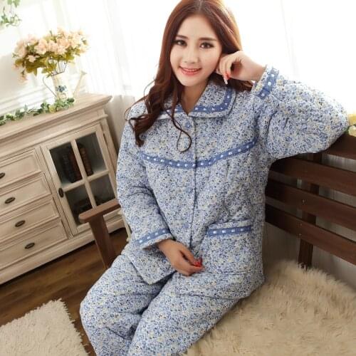 Pyjamas women+plus size XXXL 4XL 5XL nightgown sleepwear night shirt nightdress womens pajamas thick winter snow quilted jacket