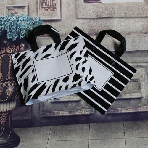 3 sizes 50 PCS/lot Large black stripes Wedding Party Gift Bag handle Plastic gift bag ,Plastic Shopping Bag
