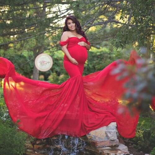 NewLong Tail Maternity Dresses For Photo Shoot Maternity Photography Props Dresses For Pregnant Women Clothes Pregnancy Clothing