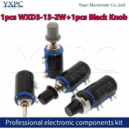 1pcs WXD3-13-2W Potentiometer + 1pcs black knob wxd3-13 100 200 220 470 680 1K 2.2K 3.3K 4.7K 5.6K 6.8K 10K 22K 33K 47K 100K Ohm