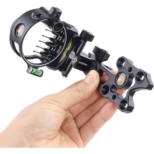 Riflescopes 5-Pin Sight on For Compound Bow Archery Sight With 0.019 Optical Fiber Retina Lock Technology Fine-tuning Aim Sight