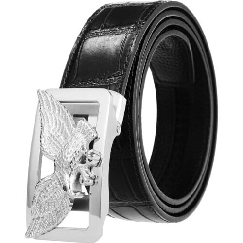 Mens Genuine Leather Belt Stainless Steel Buckle Ratchet Belt Men Automatic Buckle Belt Brand Male Waistband 35mm