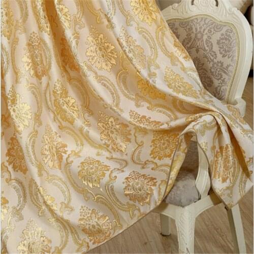 1PC Gold Jacquard Luxury Curtain For Window Bedroom Blackout Bay High End Sheer Curtains Kitchen Window Blinds Drapes X-JD1107