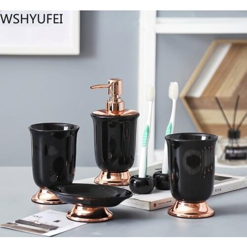 Nordic luxury ceramic bathroom set Fashion Soap Dispenser Toothbrush Holder Ceramic decoration Household Bathroom Product