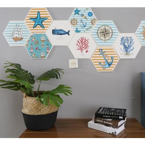 Geometric 3D Hexagon Wall Stickers Self-adhesive Mediterranean Style Creative DIY Photo Background Board Office Home Decoration