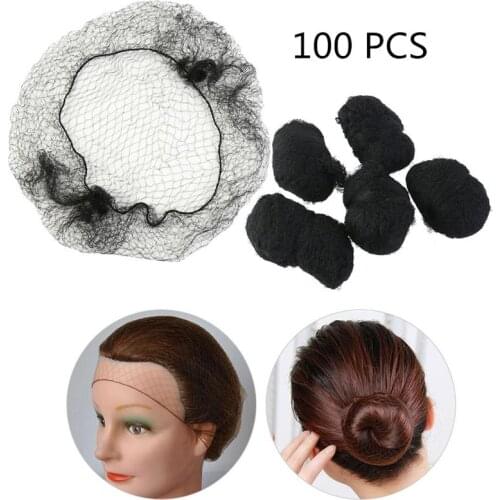 100pcs Hair Nets Invisible Elastic Edge Mesh Hairnet Soft Lines for Dancing Sporting Hair Net Wigs Weaving Black