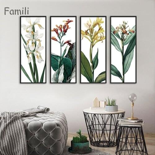 Modern Retro Plant Flowers Potted Picture decoration Canvas Painting vase wall Art children living room home decor unframed