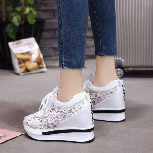 2021 Summer New Lace Breathable Sneakers Women Shoes Comfortable Casual Woman Platform Wedge Shoes Sandalias para senhoras