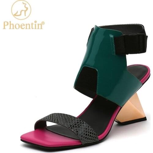 Phoentin Casual Gladiator mixed color Sandals square open toe Strap sandals Woman 2021 Summer retro party FT1492 big size Shoes