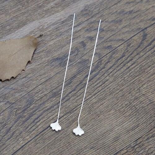 DreamySky 100% Real Pure Silver Color Jewelry Fashion Simple Long Leaf Earrings For Women Wedding Girls Statement Jewelry