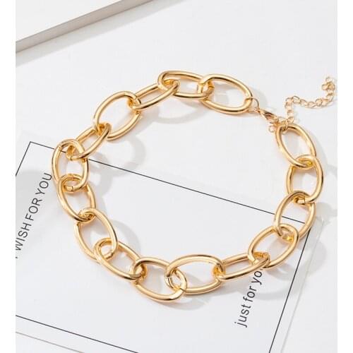 Vintage Oversized Necklaces for Women Fashion Statement Geometric Gold Silver Metal 2021 New Lady Necklace Trendy Party Jewelry