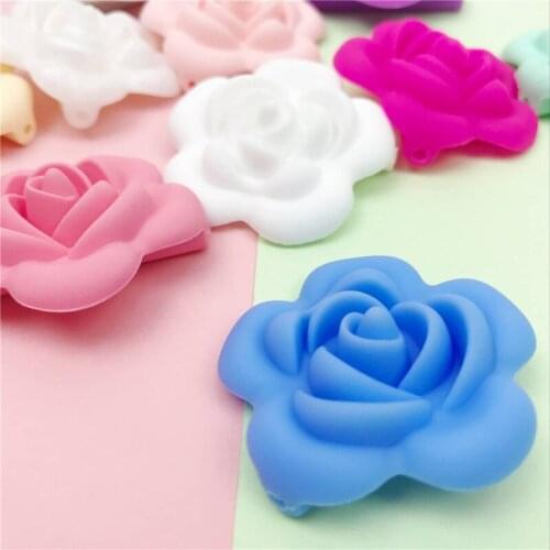 1pc Silicone Beads Flower Shape Food Grade Teether DIY Bracelet Pacifier Clip Baby Sensory Chewing Toy Accessories