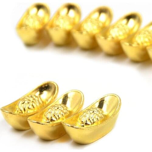 10pcs/set lucky mini ingot doll house decoration auspicious lucky money gold color ingot mini home office decoration mini