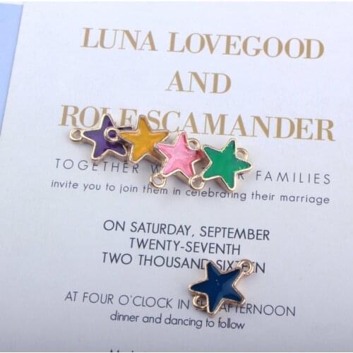 10pcs/lot star connector Enamel star Charms Connector Gold-Color Floating Pendant Fashion Jewelry Accessories 14*18mm