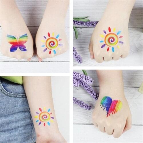 10pcs Wedding Decoration Rainbow Waterproof Tattoo Stickers Baby Shower DIY Stripes Rainbow Face Stickers Party Decoration-C