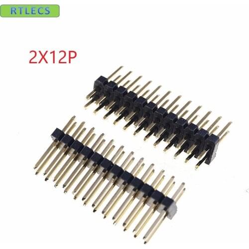 100pcs 2x12 P 24 pin 1.27mm Pitch Pin Header male dual row Male straight gold flash Rohs Reach double rows pitch 1.27