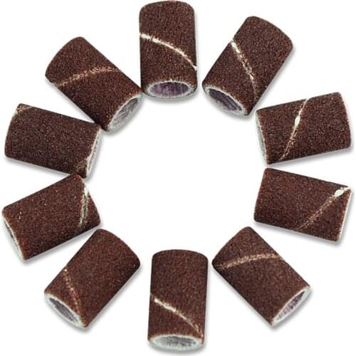 100pcs Art Sanding Drum 180# 120# 80# Grit Bands For Dremel Machine Nail Bits Circle File Drill Manicure Abrasive Sleeves Tools