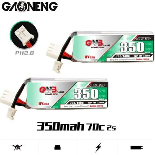 2PCS Gaoneng GNB 2S 350mah 7.6V 70C/140C HV Lipo Battery PH2.0 or XT30 Plug for Emax Tinyhawk S Four axis Indoor FPV Drones