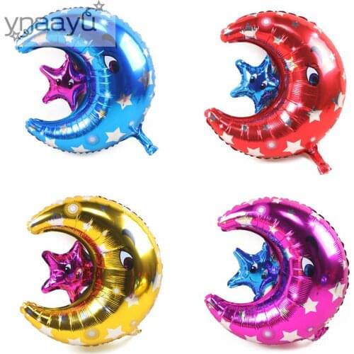 4pcs/set Moon With Star Aluminum Foil Balloon 61*50cm Moon Shape Helium Balloons Baby Toys Birthday Wedding Party Decoration