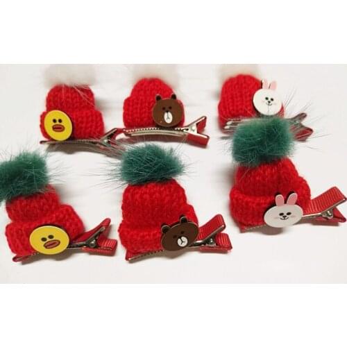 Christmas Pet Hair Accessories Santa Claus Caps Pet Dog Hair Alloy clip Christmas Pet Dog Grooming Duck Rabbit hat Clips 30pcs