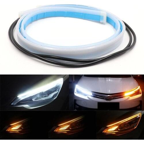Car Light Strip LED Ultra-thin Daytime Runing Light Headlight Waterproof Light Car Decorative Flexible Silicone Strip Light W6Z6