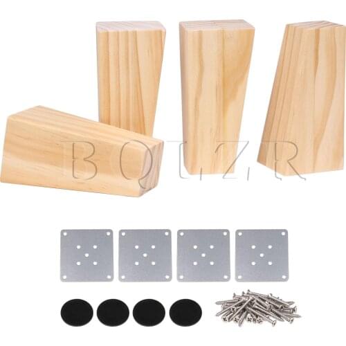 BQLZR 4Pieces Wood Color Wood Trapezoidal Sofa Feet Furniture Feet Part 6x6x12cm