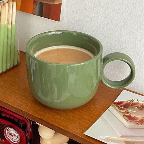 Cutelife Ins Nordic Big Green Ceramic Mug Decorative Kitchen Breakfast Fruit Milk Tea Coffee Cup Couple Gifts Drinking Latte Mug