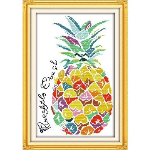 Color pineapple counted printed on the canvas 11CT 14CT DIY kit Chinese Cross Stitch embroidery needlework Sets home decor