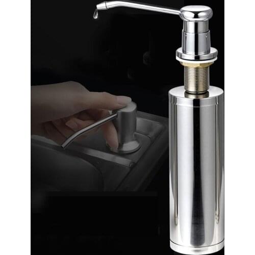 Black Silver Stainless Steel Deck Mounted Kitchen High Capacity Soap Dispensers for Kitchen Built in Counter Top Dispenser