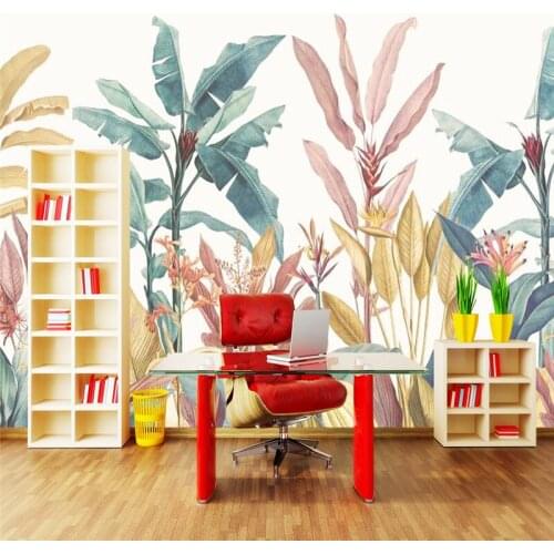 Custom Mural Banana Leaf Wallpaper Tropical Rainforest Plant Background Wall Painting