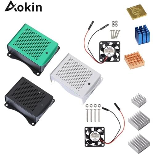 Raspberry Pi 3 Model B Pi 4 Aluminum Case Metal Enclosure Box Cooling Fan Heatsink Kit Compatible with Raspberry Pi 3 Pi 4