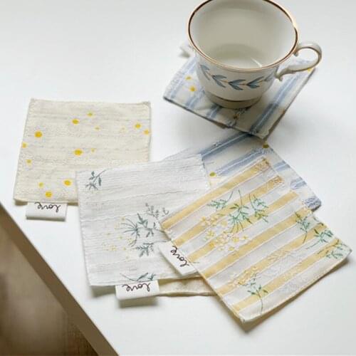 Table Mats Varieties Flower, Garden Embroidered Linen Look Napkins, Placemats Hotel, Airbnb, Restaurant 10x10cm