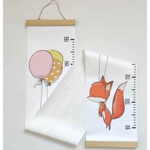 INS Nordic Wooden Baby Height Ruler Canvas Wall Hanging Growth Chart Child Height Measure Ruler Kids Room Decoration Photo Props