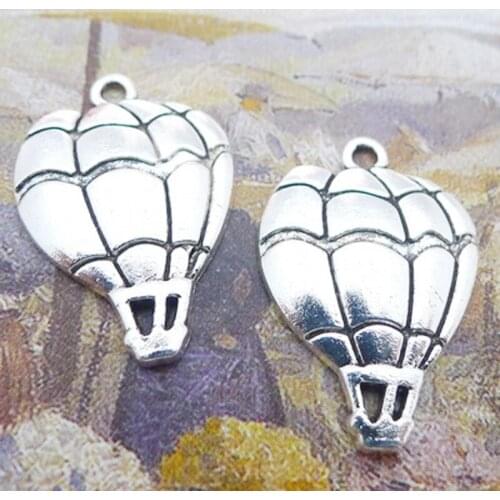 RAINXTAR Fashion Antique Silver Color Alloy Fire Balloon Charms Hot Air Balloon Charms 17*25mm 100pcs AAC645