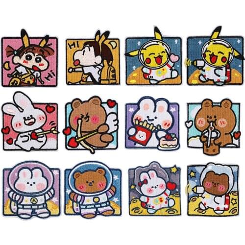 Cartoon Couple Embroidery Patches Cloth Stickers Iron on Patch Clothing Stickers for DIY Bag Jeans T-shirt Sewing Decoration