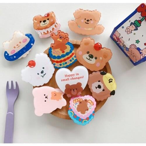 Cartoon Bear Folding Phone Ring Holder Grip Tok Kawaii Korea Griptok For iPhone Samsung Bracket Irregular Phone Stand Kickstand