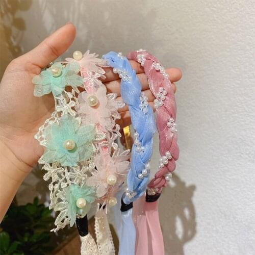 Summer Children Cute Colors Pearl Bow Hairbands Headwears Girls Lovely Sweet Hair Hoop Headbands Kids Female Hair Accessories
