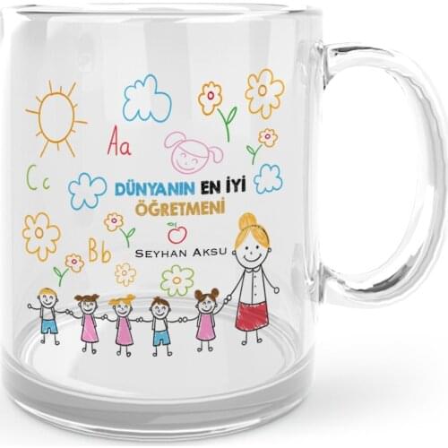 Personalized World Best Öğretmeni Glass Mug Cup-25