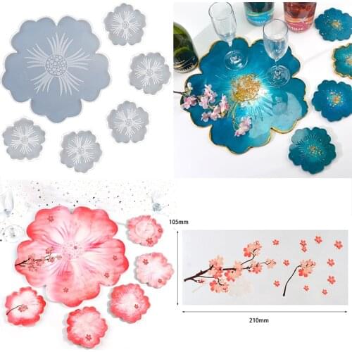 Flower Shape Tea Tray Cup Mat Coasters Silicone Mold Epoxy Resin Mold DIY Jewelry Making Tools Crafts Handmade Table Decoration