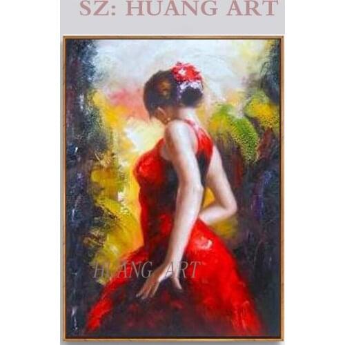 Sexy dance women in red painting on the canvas painting knife hand plot modern household adornment art murals