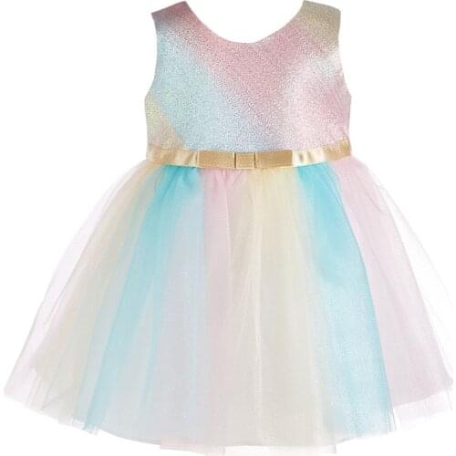 Yatheen Baby Girls Rainbow Ballerina Dress Kids Party Dresses
