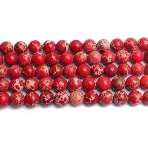 Pick Size 4mm/6mm/8mm/10mm Natural Stone Red Sea Sediment Jaspe Round Loose Beads for DIY Bracelet Necklace Jewelry Making 15.5"