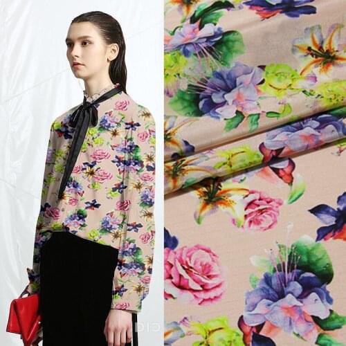 New printed wide format inkjet crepe de chine silk fabric 12mm soft dress t-shirt printed silk fabric wholesale silk cloth 137cm