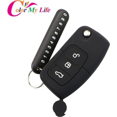 Silicone Car Key Cover Case Phone Holder Card for Ford Fiesta Focus 2 Ecosport Kuga Escape Car Folding Remote Key Case 3 Buttons